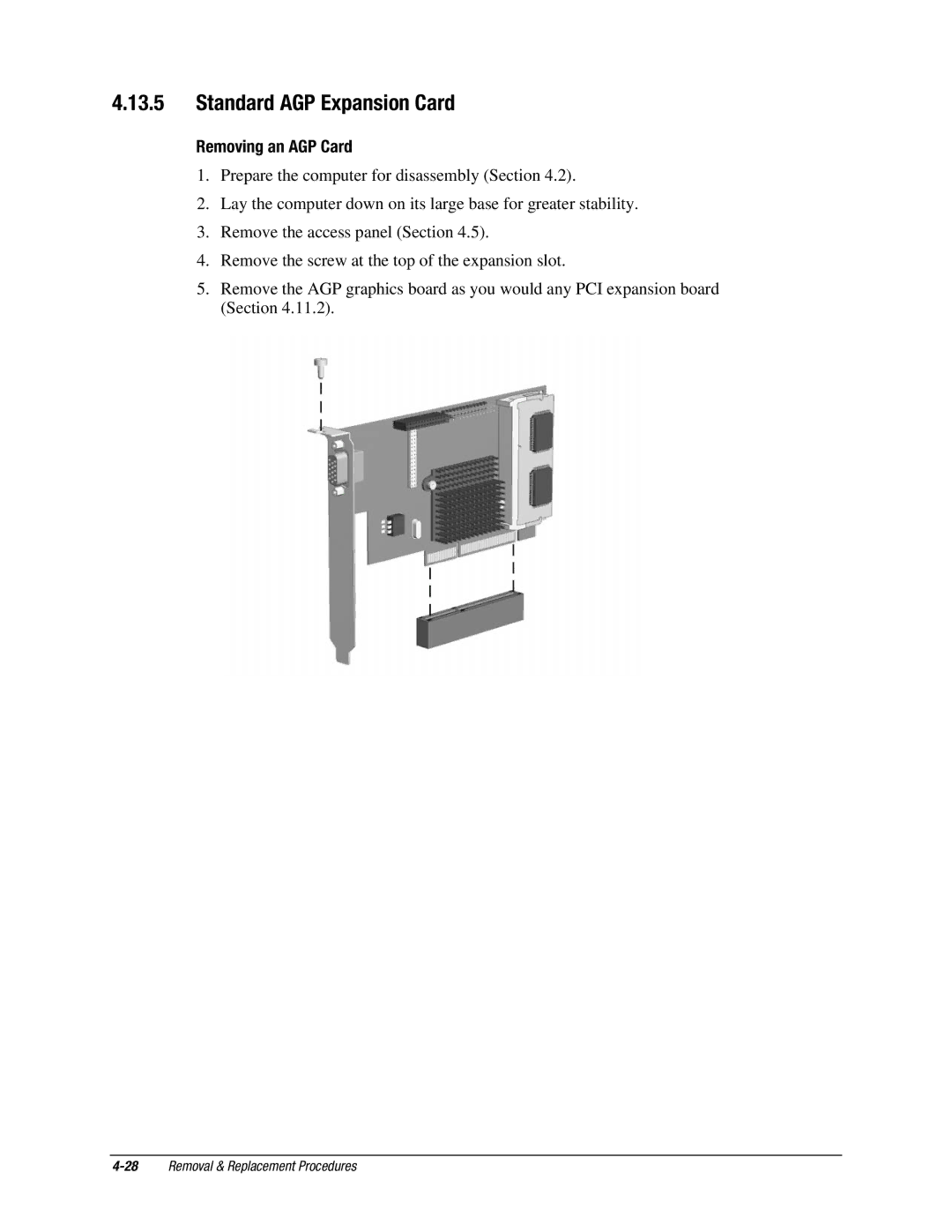 Compaq EX Series, EXS Series manual Standard AGP Expansion Card 