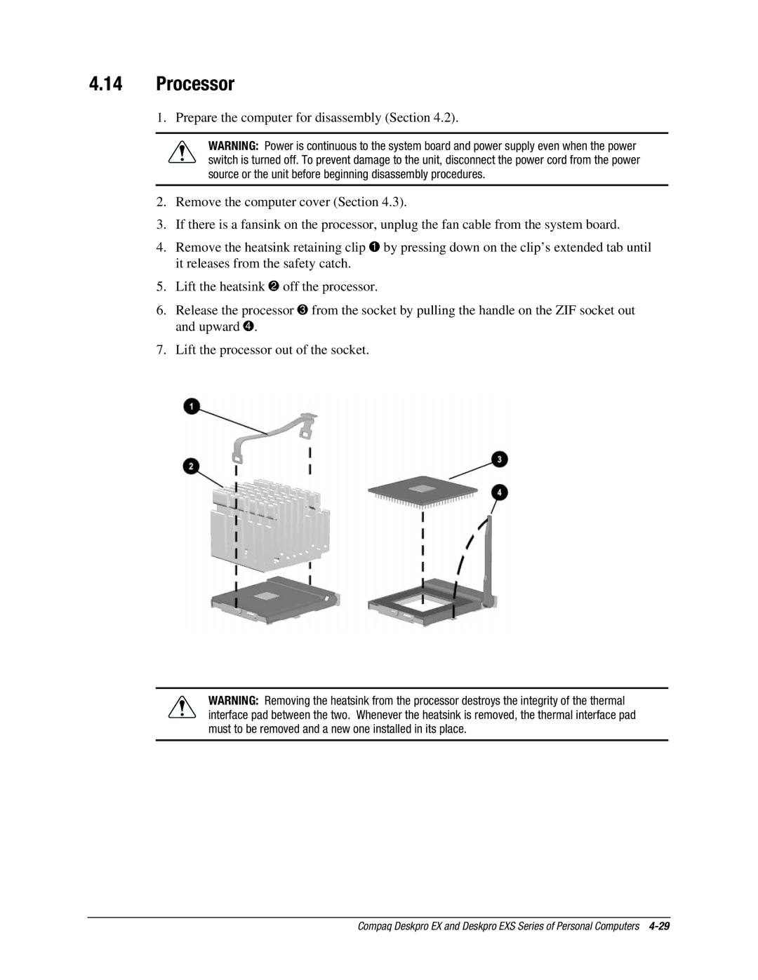 Compaq EXS Series, EX Series manual Processor 