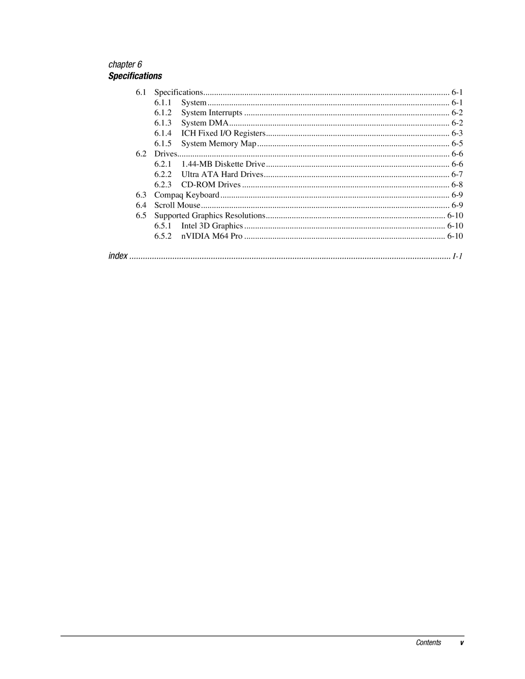 Compaq EXS Series, EX Series manual Specifications 