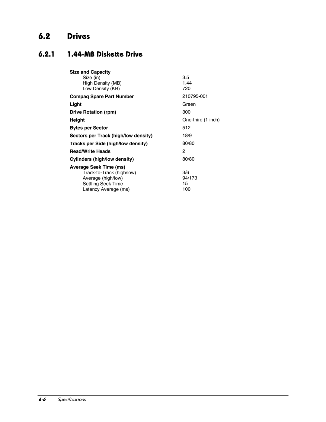 Compaq EXS Series, EX Series manual Drives, MB Diskette Drive 