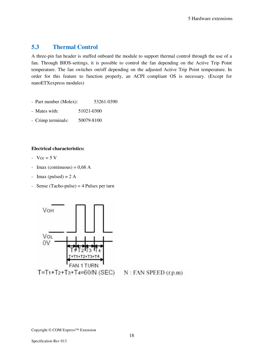 Compaq Extension manual Thermal Control, Electrical characteristics 