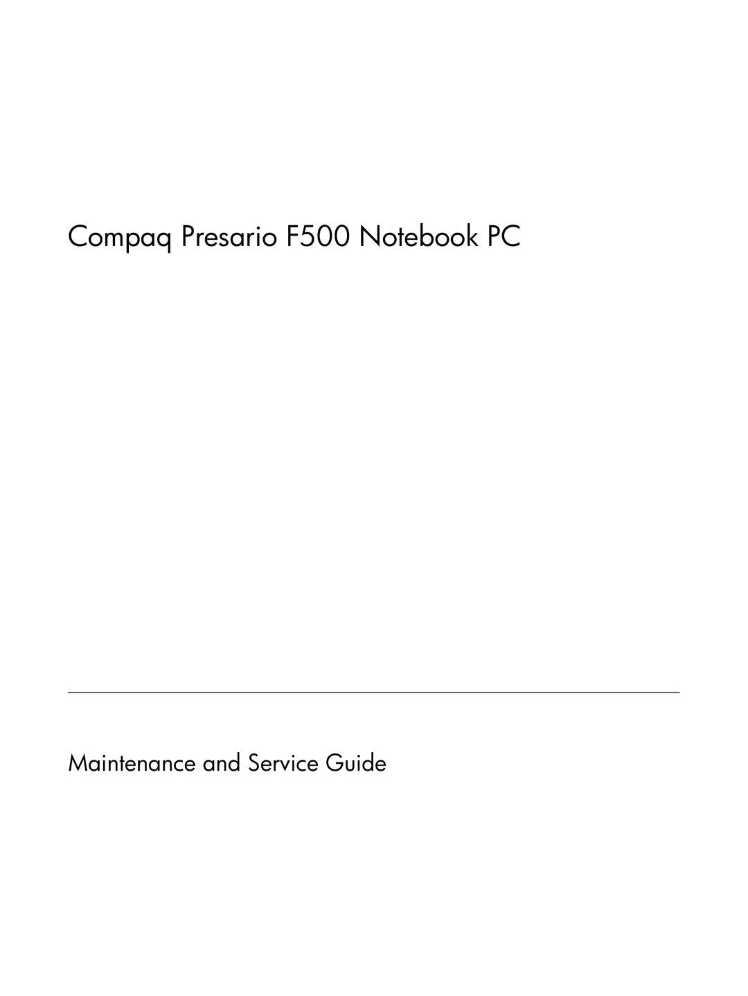 Compaq manual Compaq Presario F500 Notebook PC 