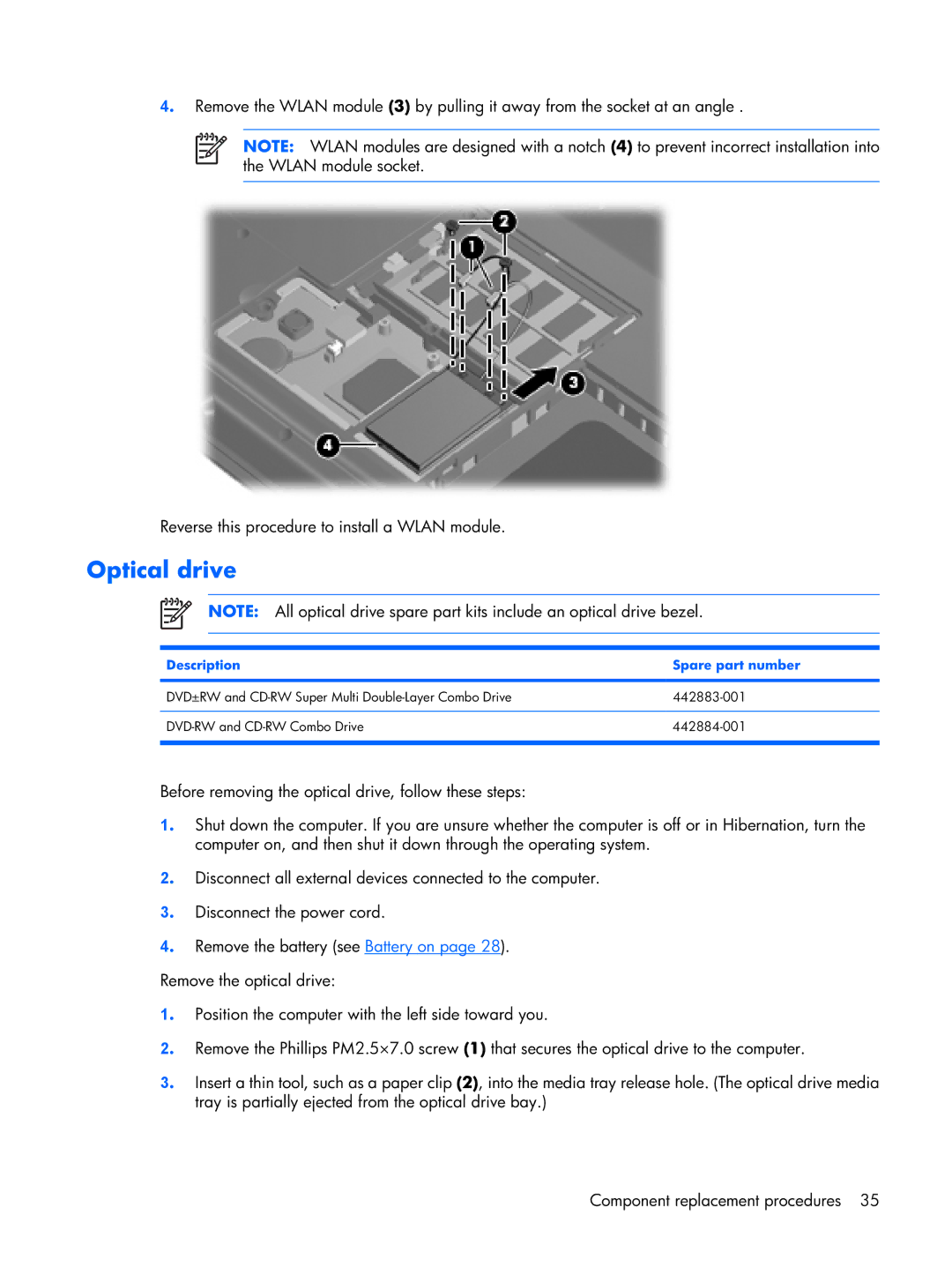 Compaq F500 manual Optical drive 