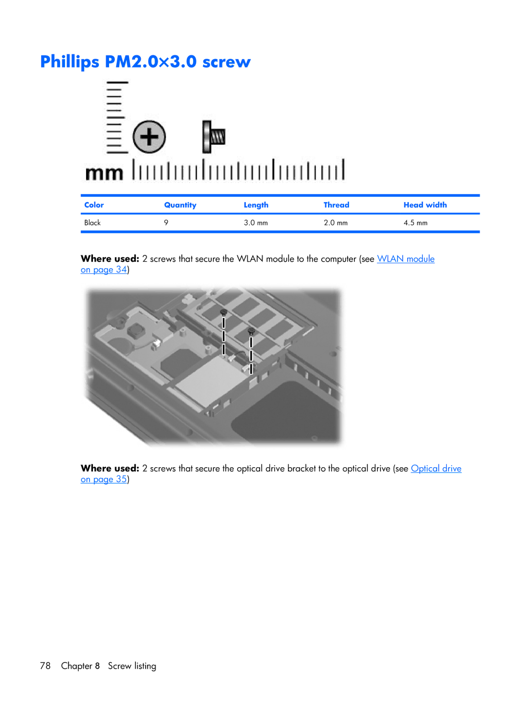 Compaq F500 manual Phillips PM2.0×3.0 screw 