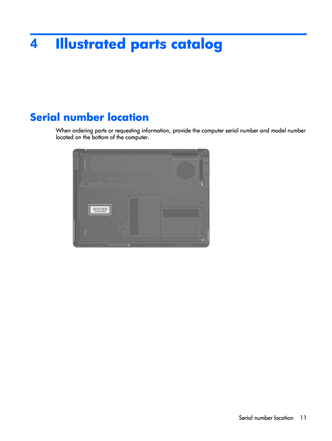 Compaq F500 manual Illustrated parts catalog, Serial number location 