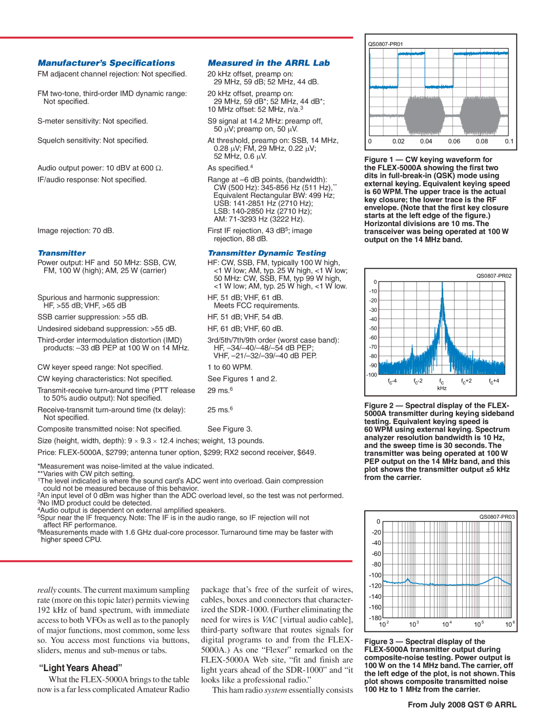 Compaq FLEX-5000A manual Light Years Ahead, Transmitter Transmitter Dynamic Testing 