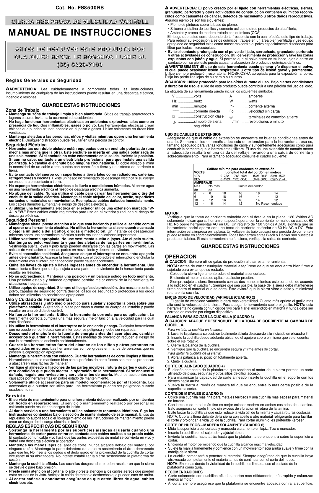 Compaq FS8500RS instruction manual Reglas Especificas DE Seguridad 