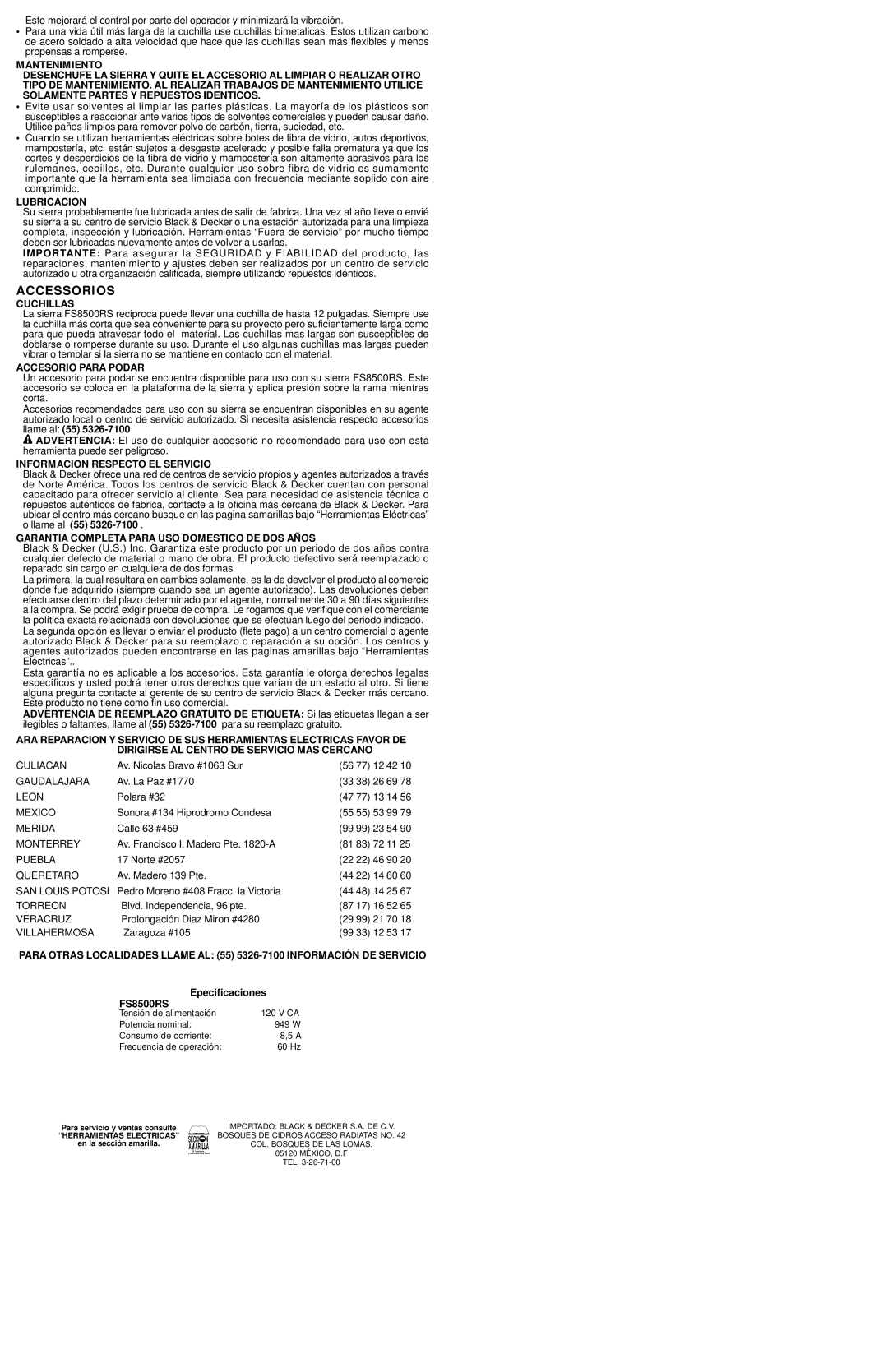 Compaq FS8500RS instruction manual Accessorios 