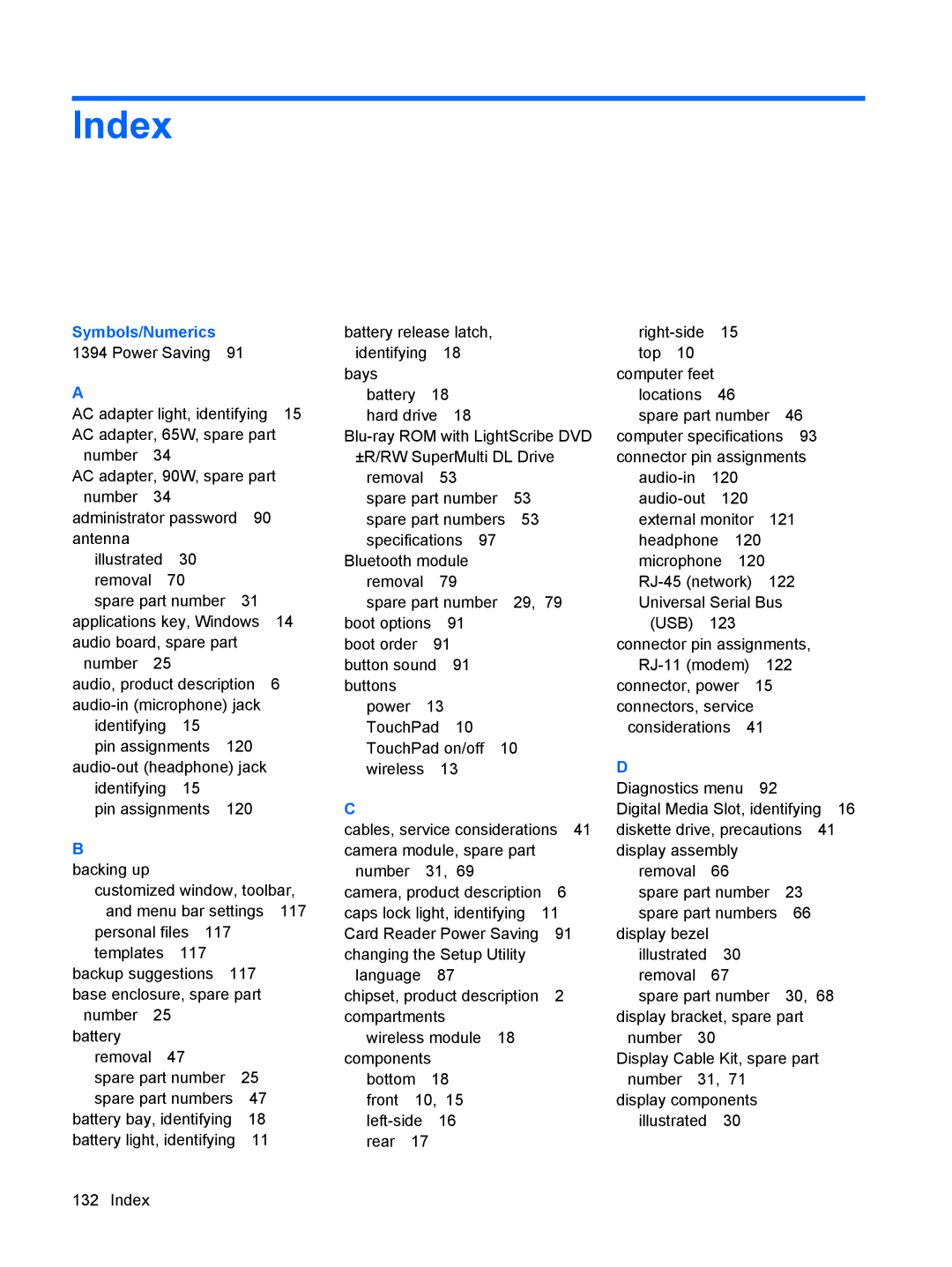 Compaq G71, CQ71 manual Index, Symbols/Numerics 