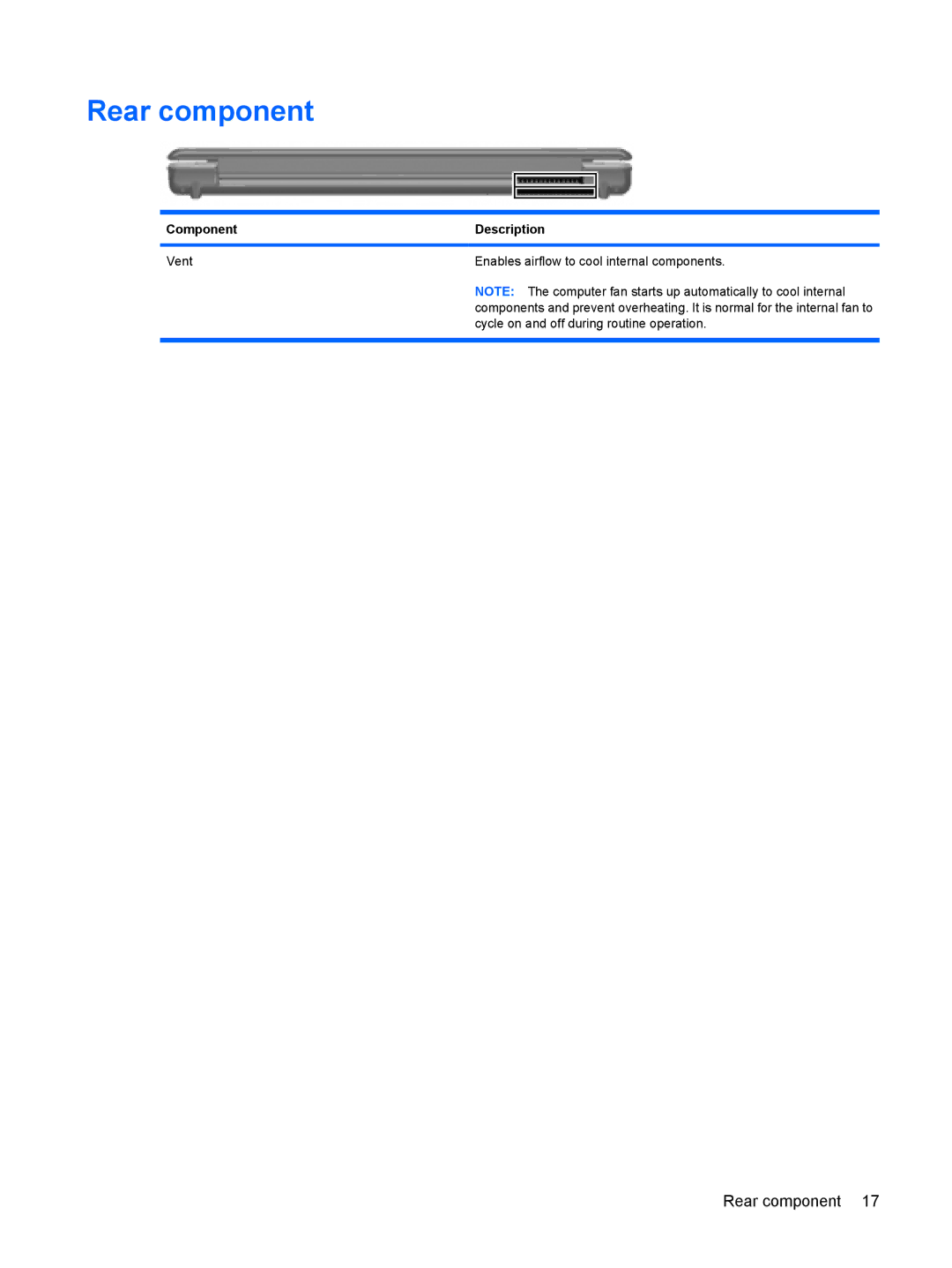 Compaq CQ71, G71 manual Rear component 