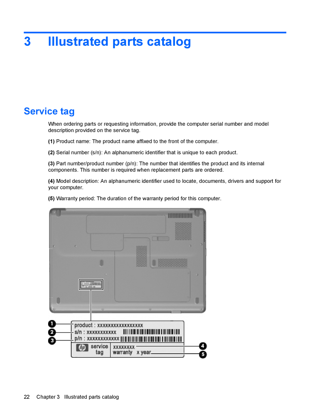 Compaq G71, CQ71 manual Illustrated parts catalog, Service tag 