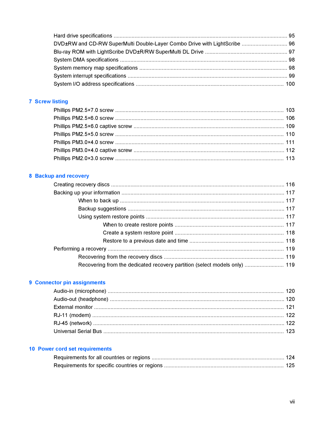 Compaq CQ71, G71 manual Screw listing 