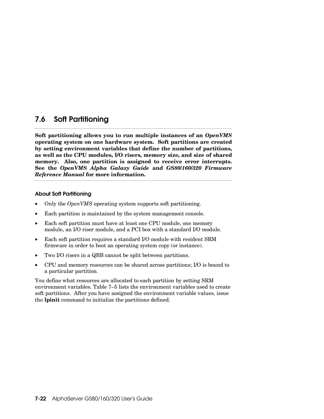 Compaq GS160, GS80, GS320 manual About Soft Partitioning 