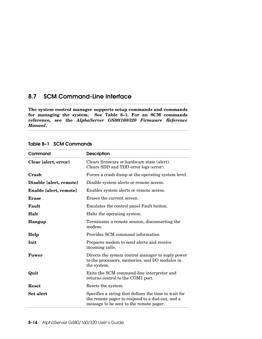 Compaq GS320, GS160, GS80 manual SCM Command-Line Interface, SCM Commands 