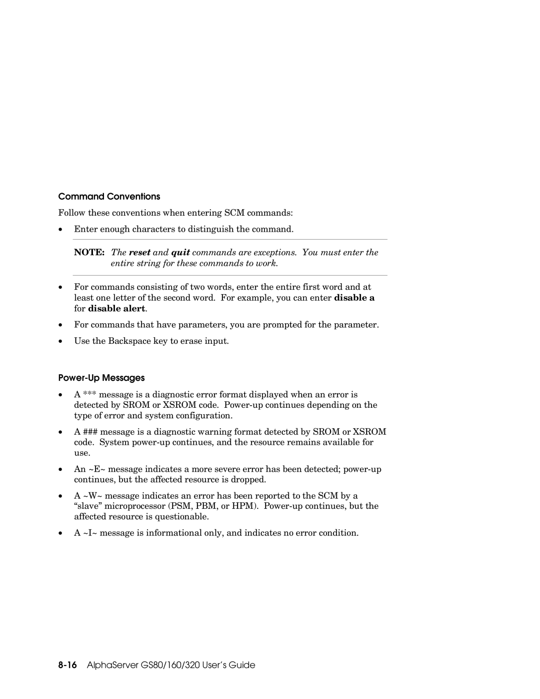 Compaq GS80, GS160, GS320 manual Command Conventions, Power-Up Messages 