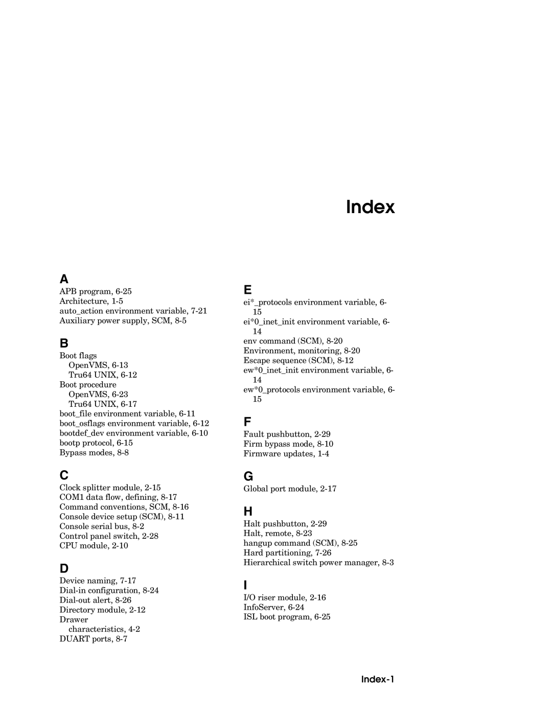 Compaq GS320, GS160, GS80 manual Index-1 