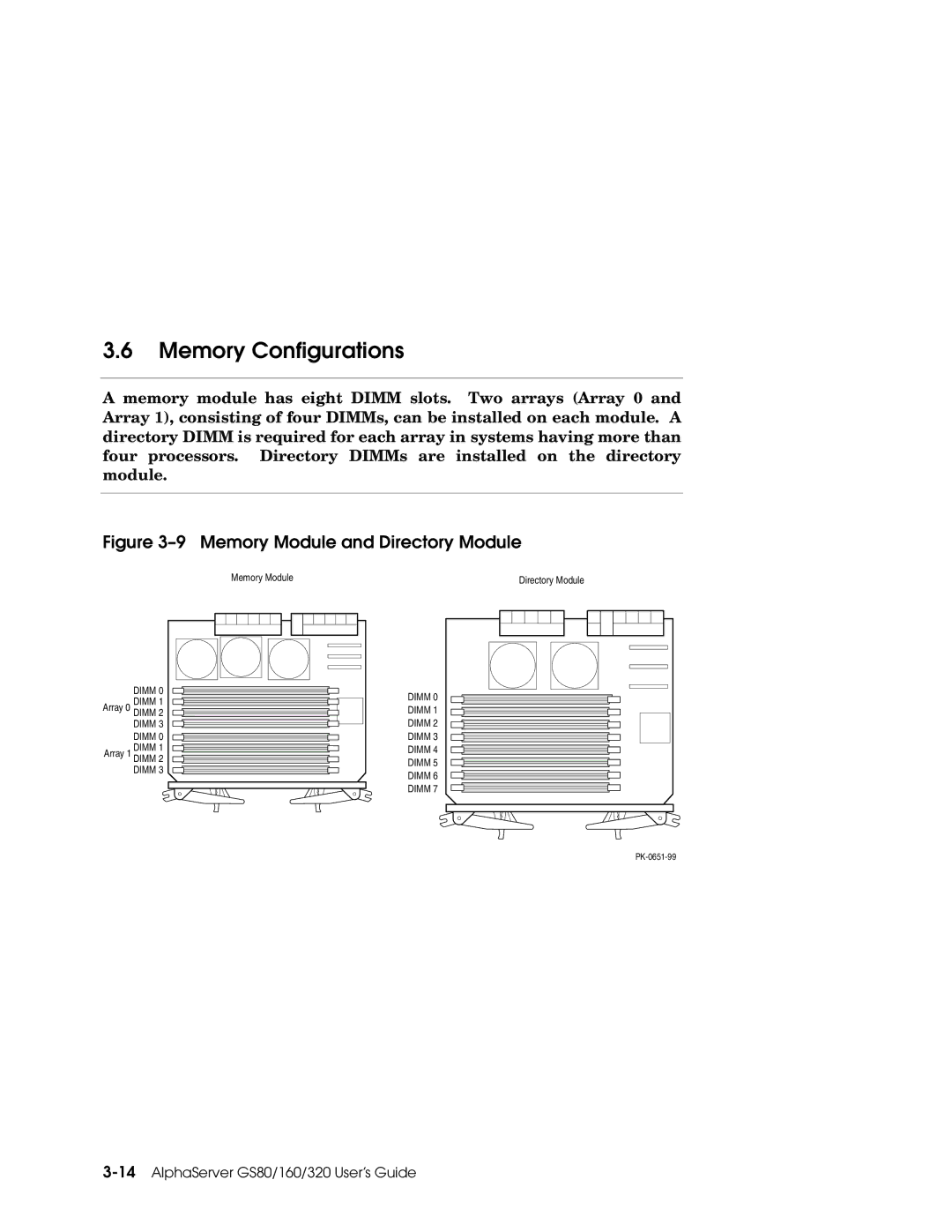 Compaq GS160, GS80, GS320 manual Memory Configurations, Memory Module and Directory Module 