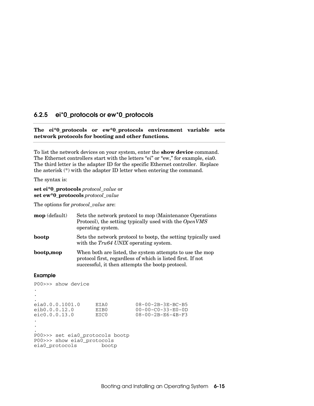 Compaq GS80, GS160, GS320 manual 5 ei*0protocols or ew*0protocols, Bootp,mop 