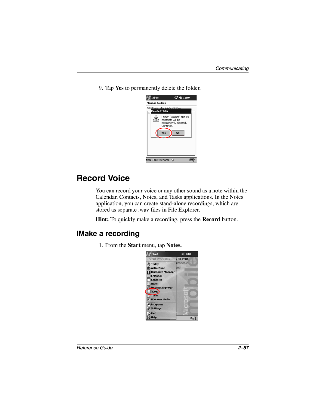 Compaq H3800 manual Record Voice, LMake a recording 