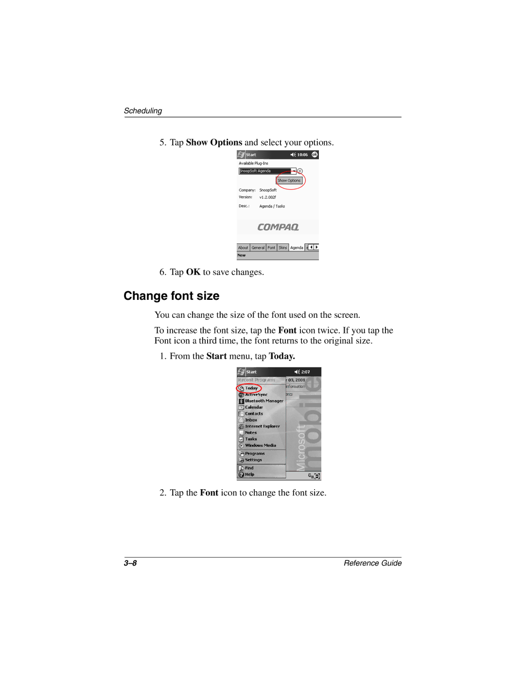 Compaq H3800 manual Change font size 