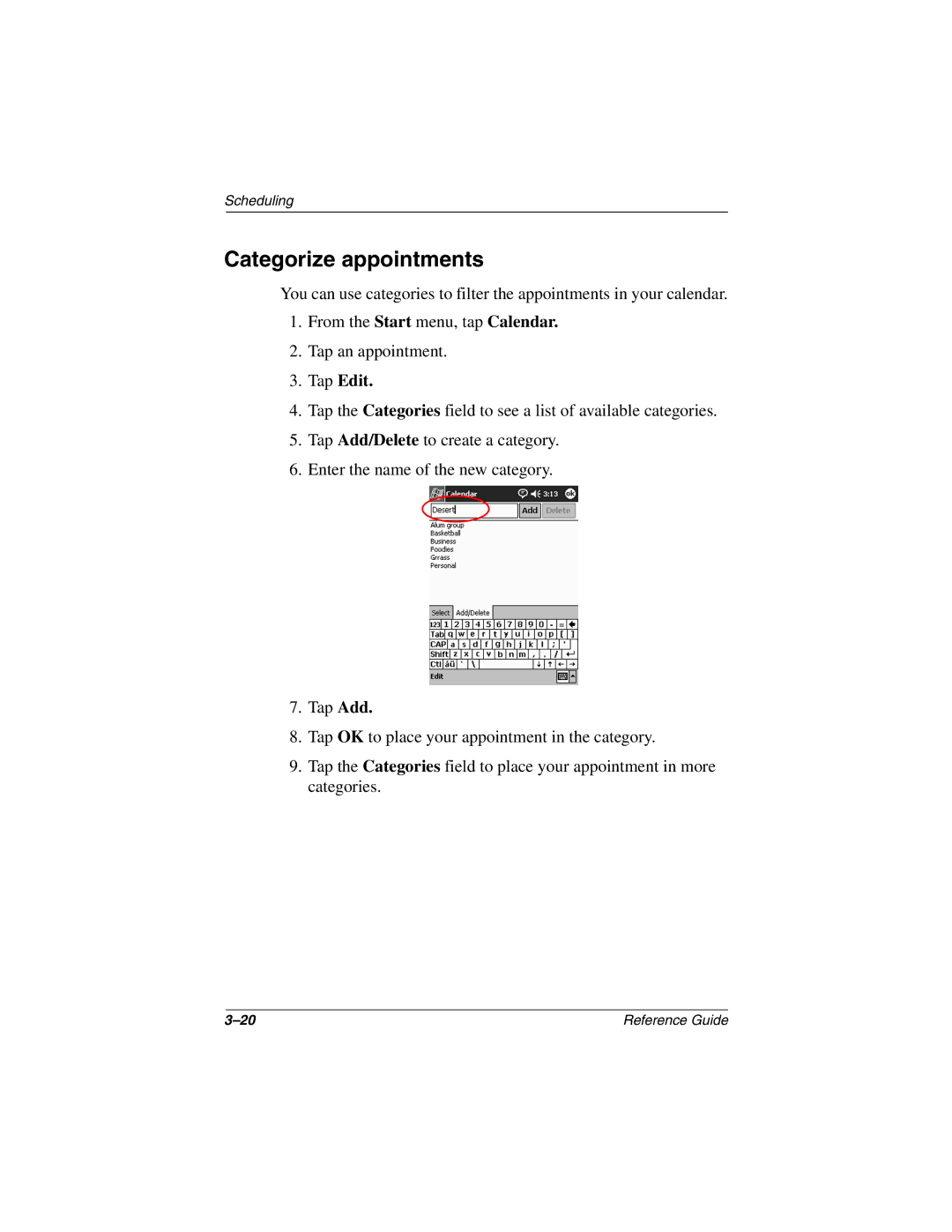 Compaq H3800 manual Categorize appointments 