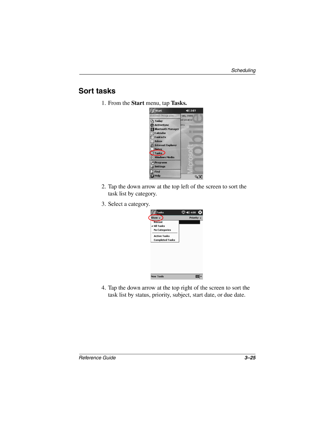 Compaq H3800 manual Sort tasks 