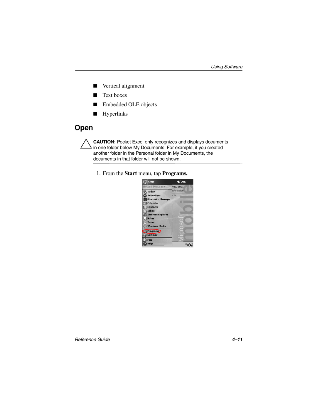 Compaq H3800 manual Open 