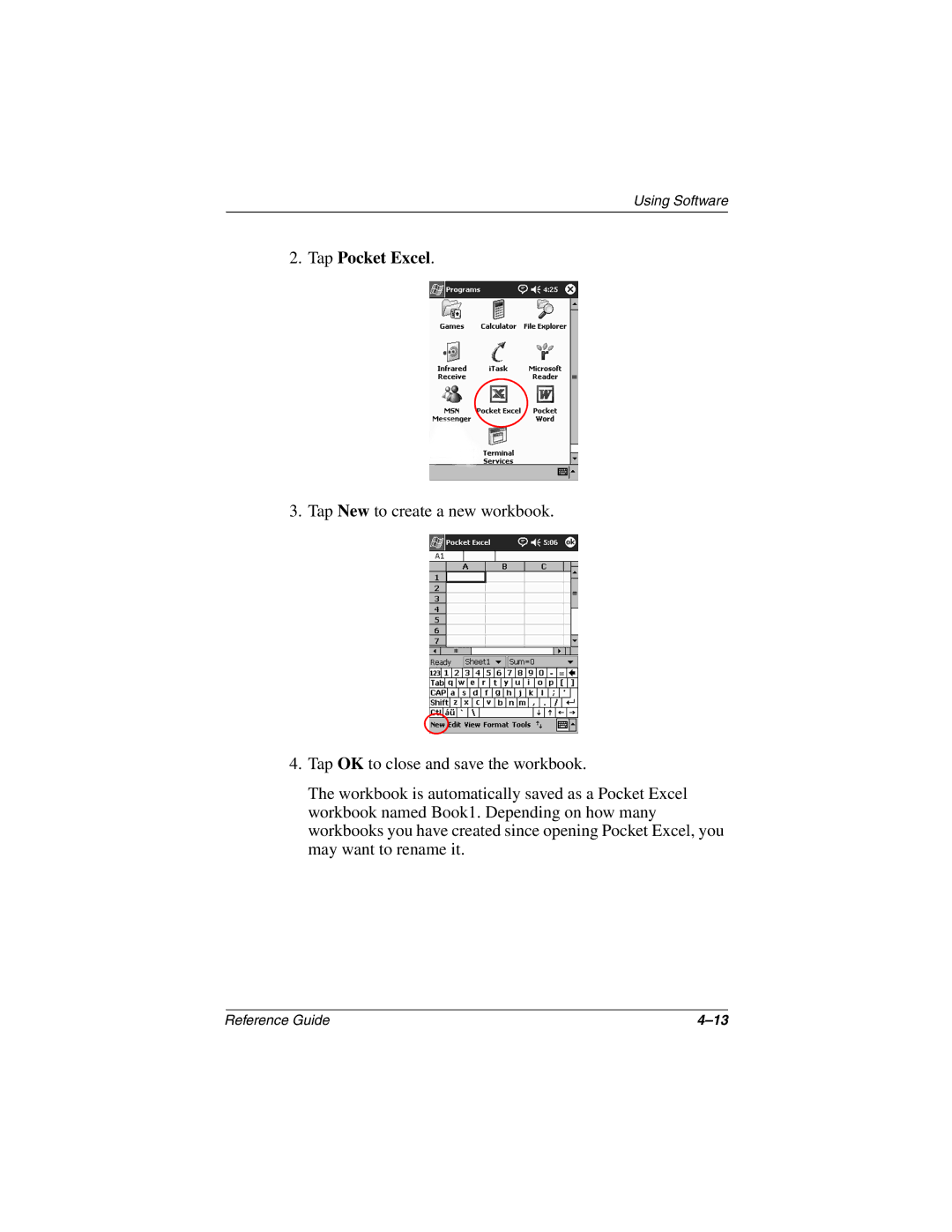 Compaq H3800 manual Tap Pocket Excel 