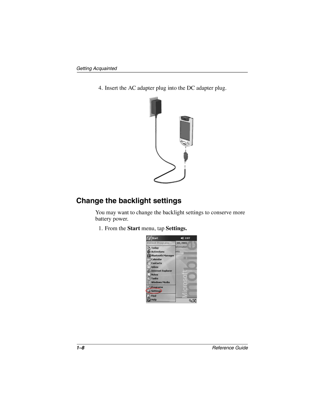 Compaq H3800 manual Change the backlight settings 