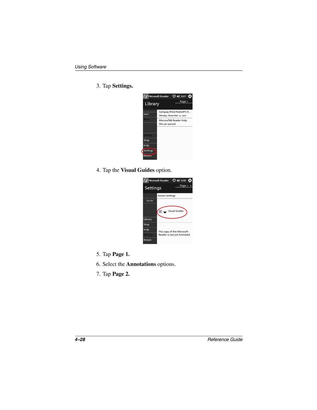 Compaq H3800 manual Tap Settings 