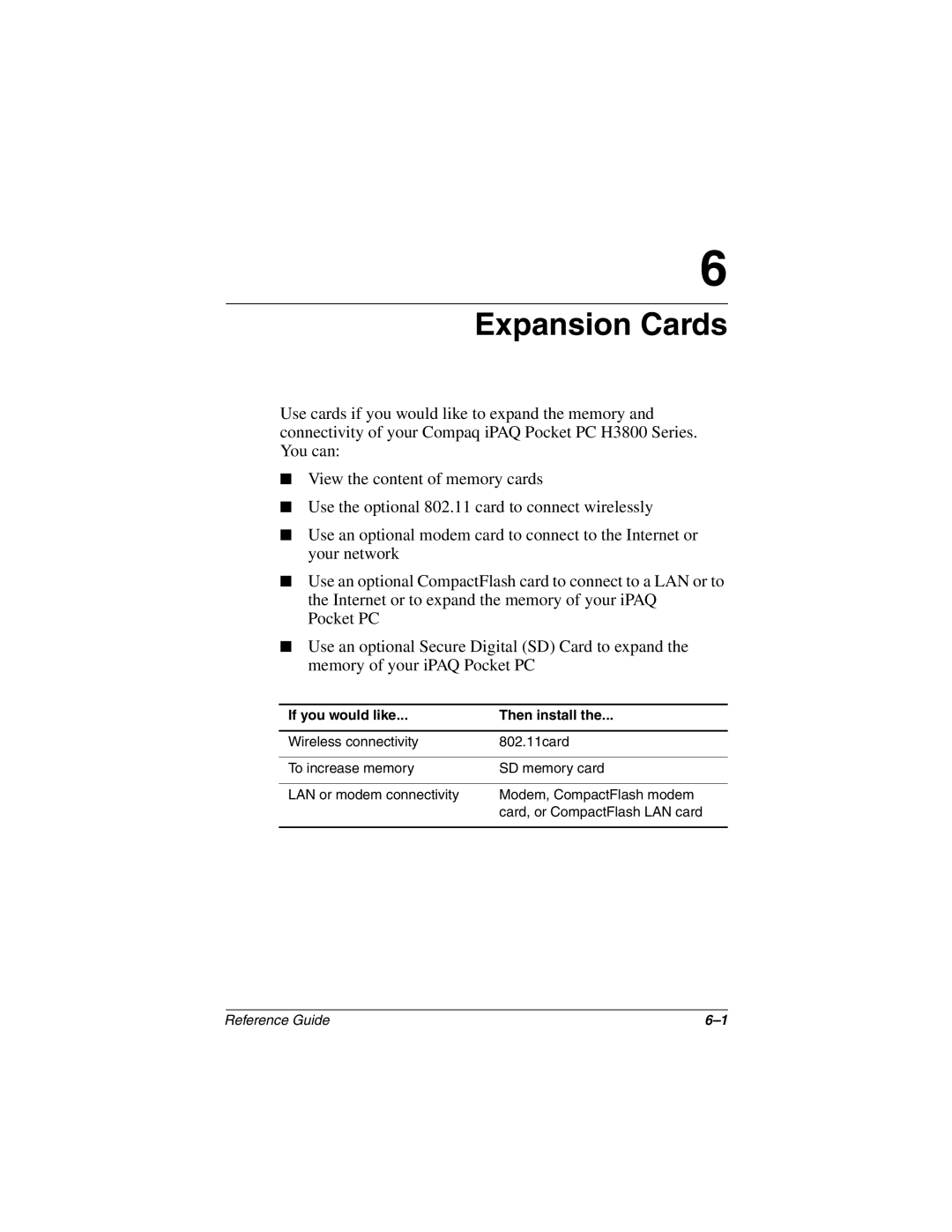 Compaq H3800 manual Expansion Cards 