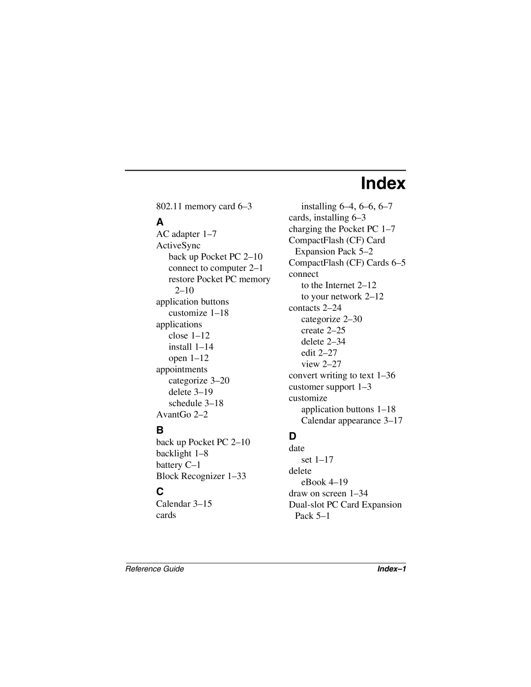 Compaq H3800 manual Index 