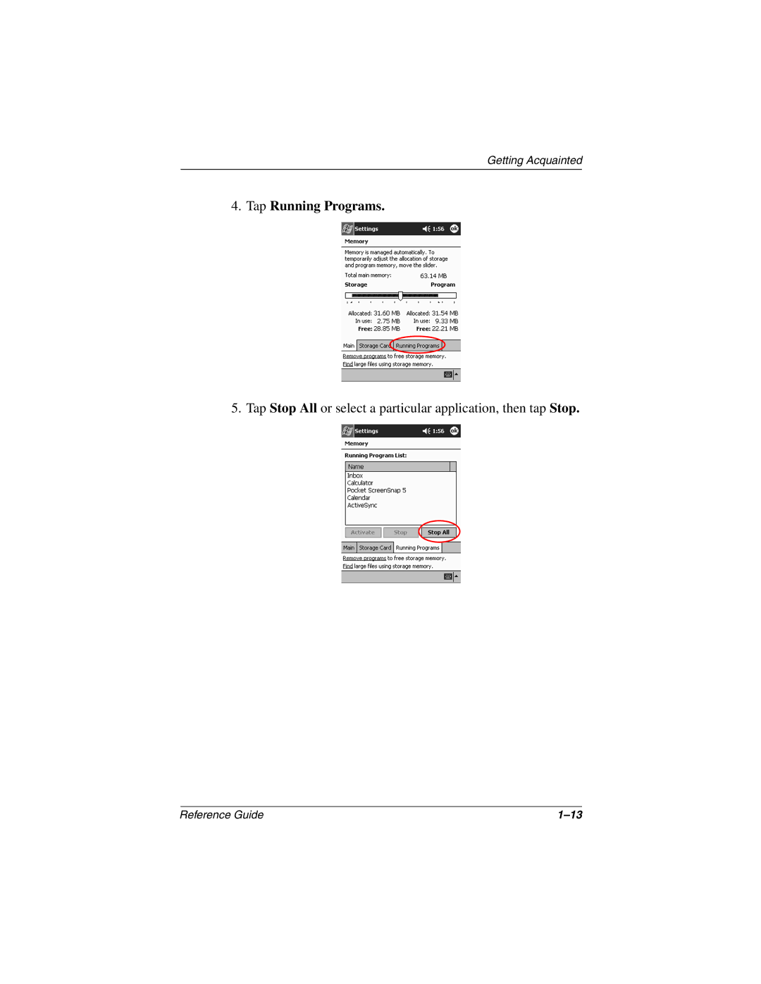 Compaq H3800 manual Tap Running Programs 