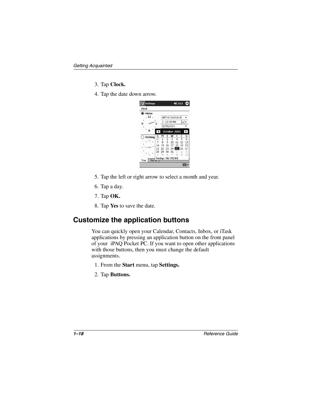 Compaq H3800 manual Customize the application buttons, Tap Buttons 