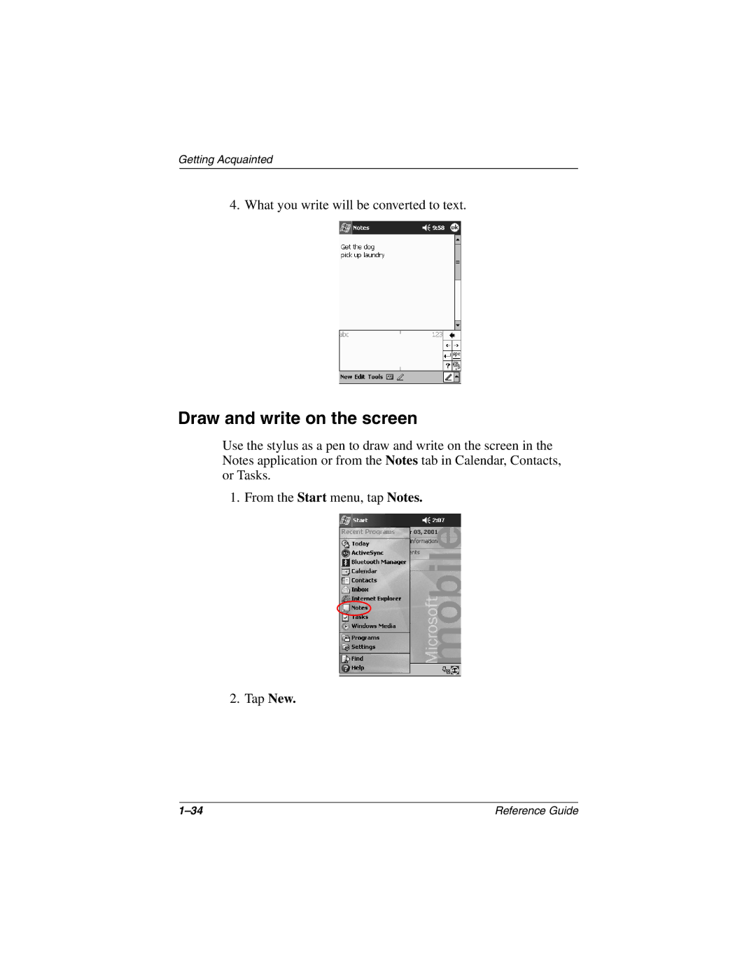 Compaq H3800 manual Draw and write on the screen 