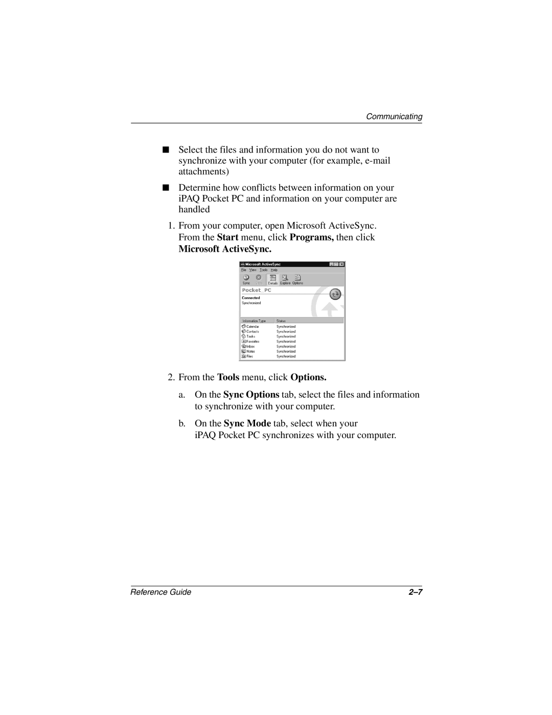 Compaq H3800 manual Microsoft ActiveSync 