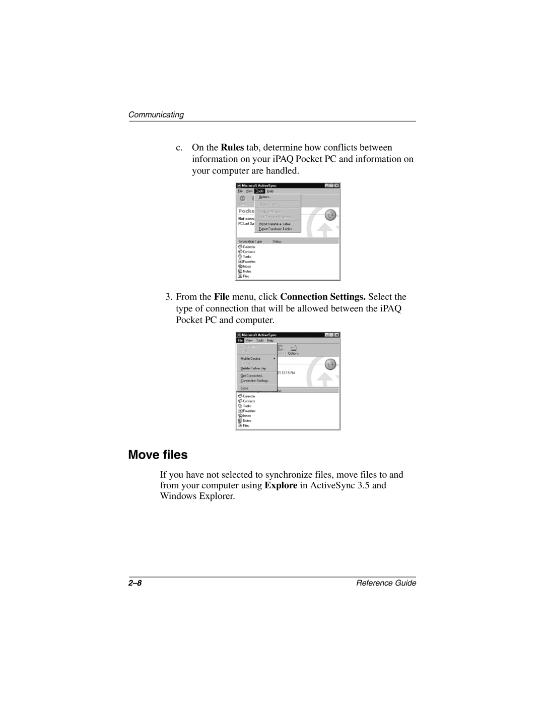 Compaq H3800 manual Move files 