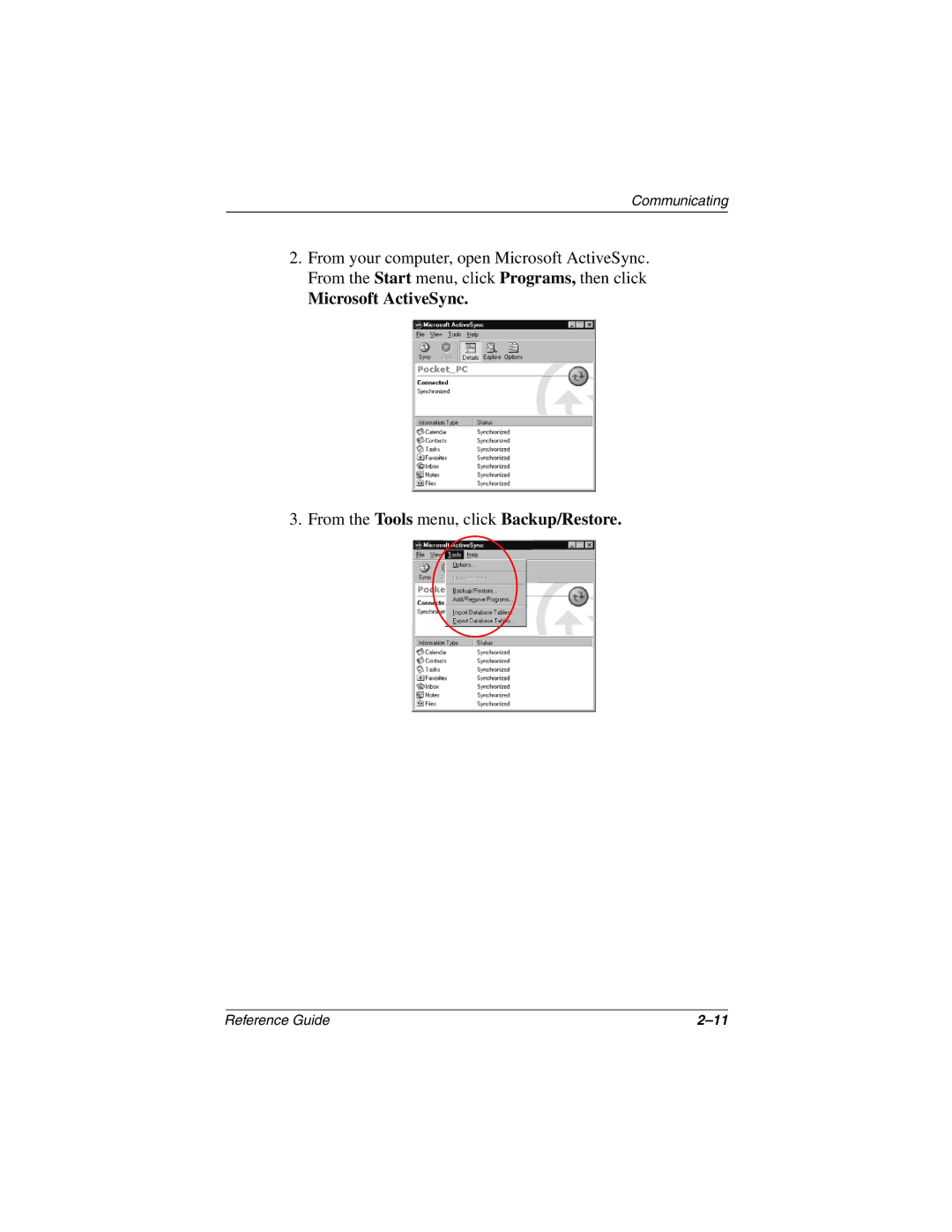 Compaq H3800 manual From the Tools menu, click Backup/Restore 