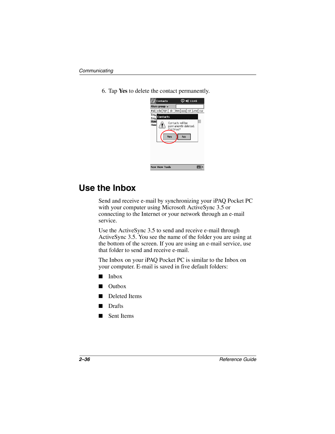 Compaq H3800 manual Use the Inbox 