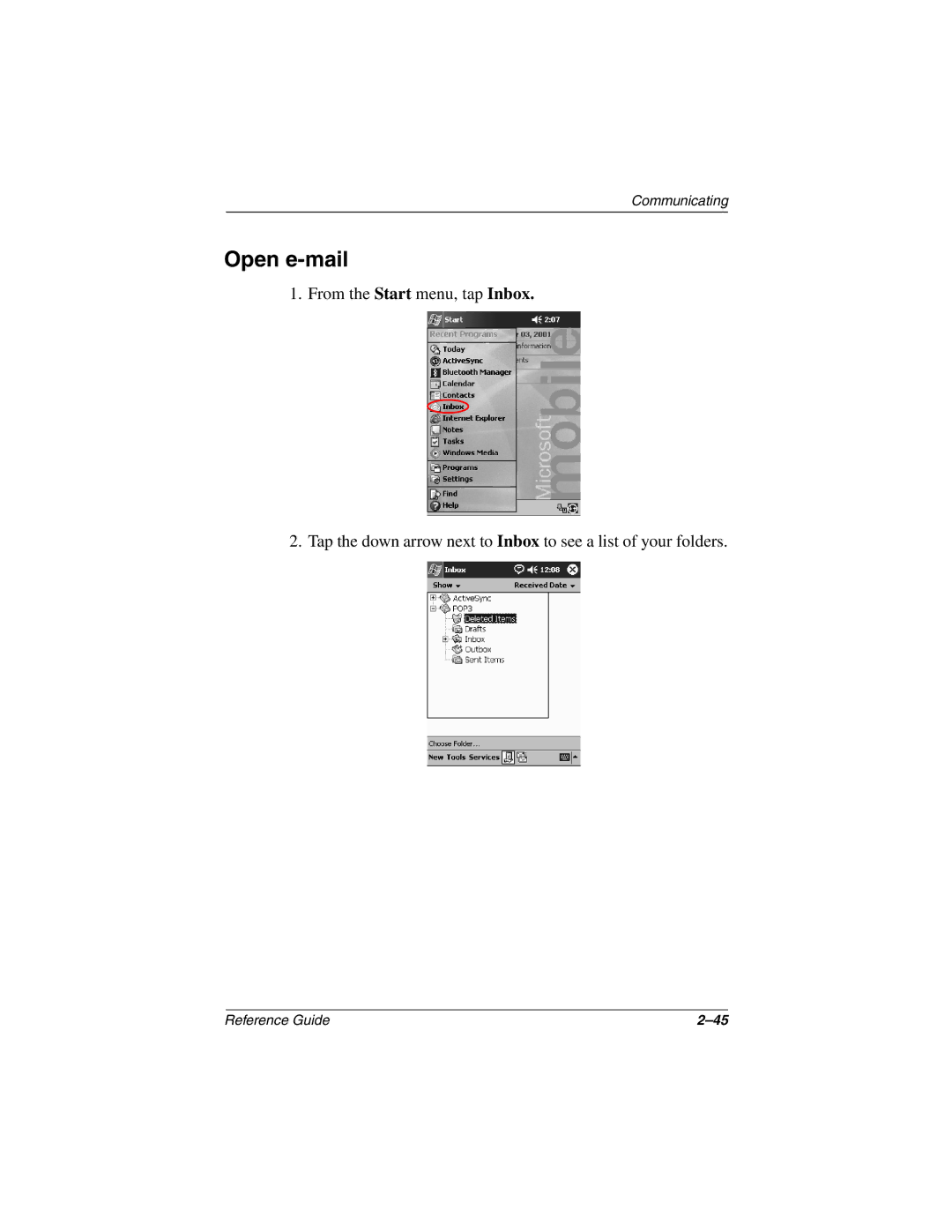 Compaq H3800 manual Open e-mail 