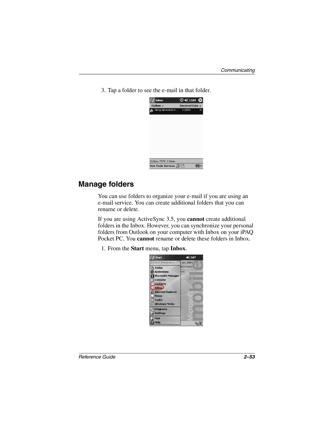 Compaq H3800 manual Manage folders 