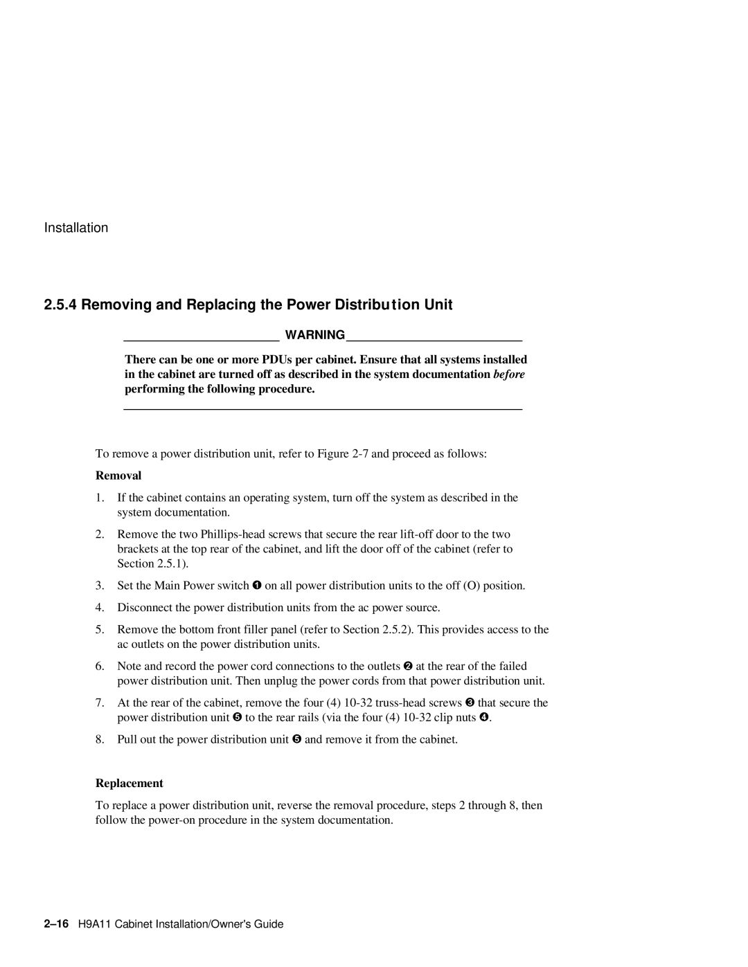 Compaq H9A11 manual Removing and Replacing the Power Distribu tion Unit 