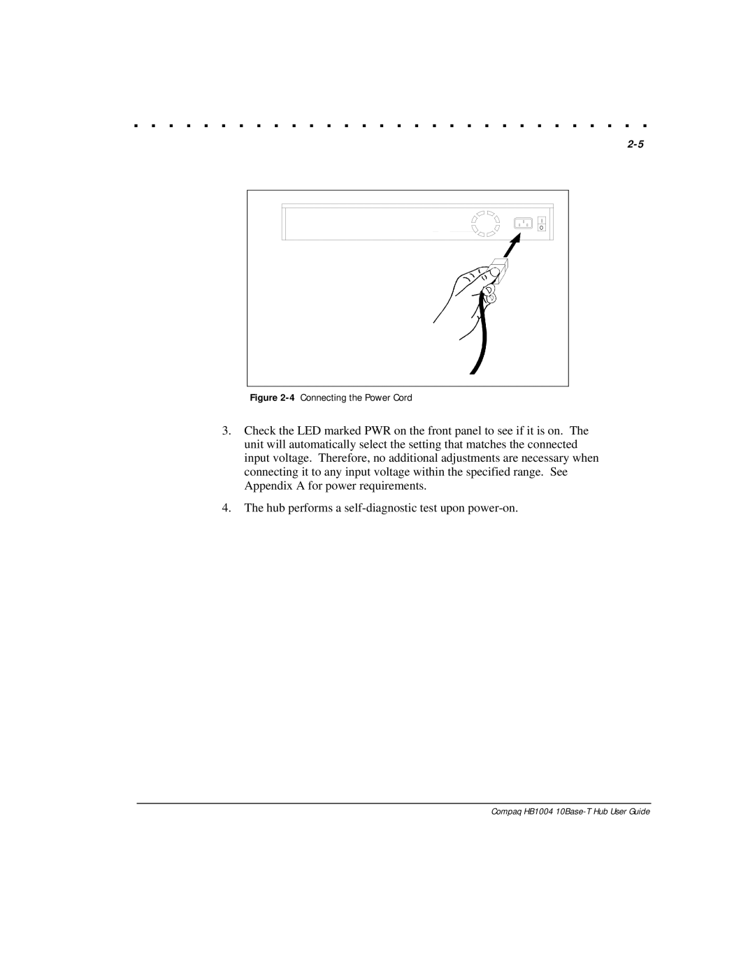 Compaq HB1004 manual Connecting the Power Cord 