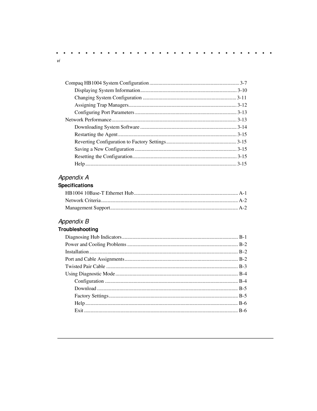 Compaq HB1004 manual Appendix a 