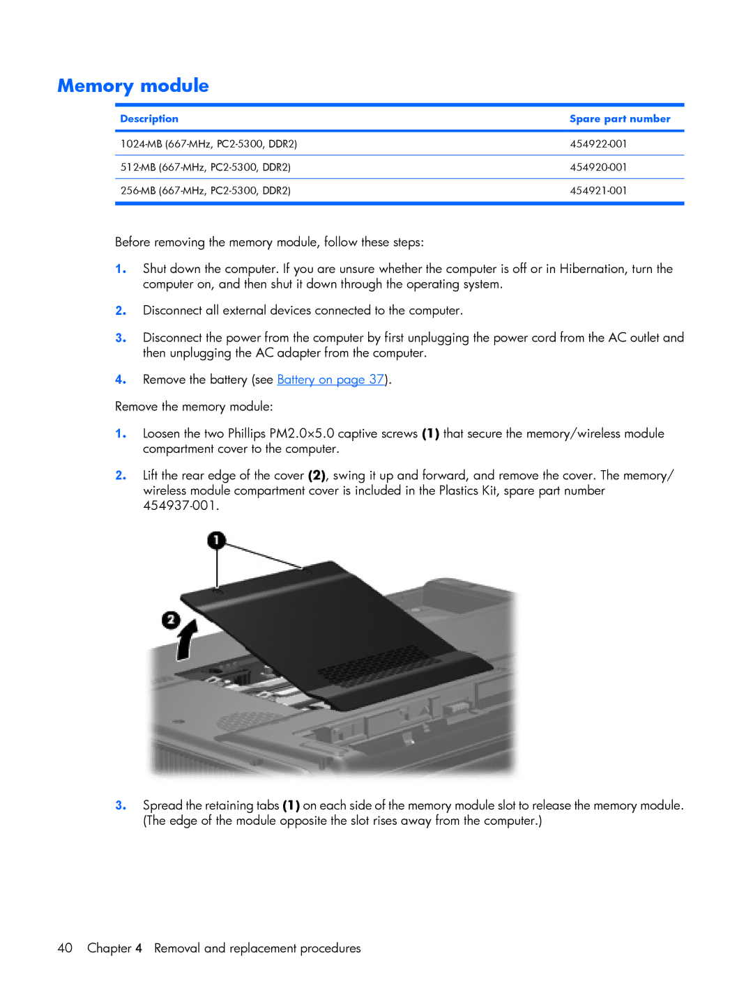 Compaq HP G7000, C700 manual Memory module 