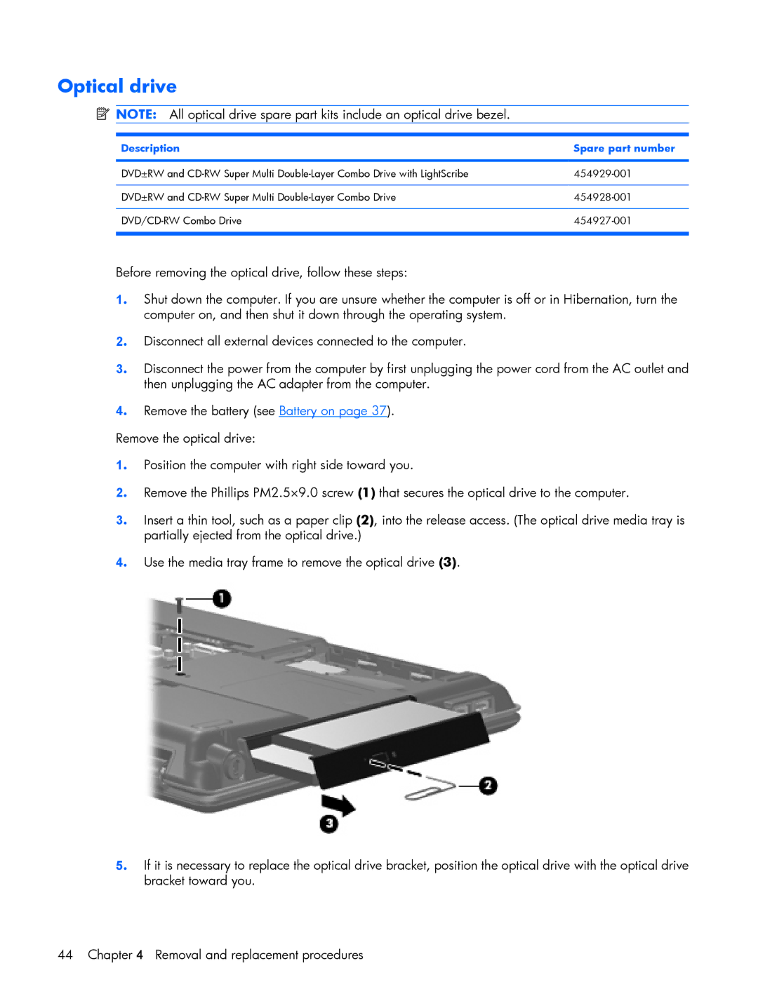 Compaq HP G7000, C700 manual Optical drive 