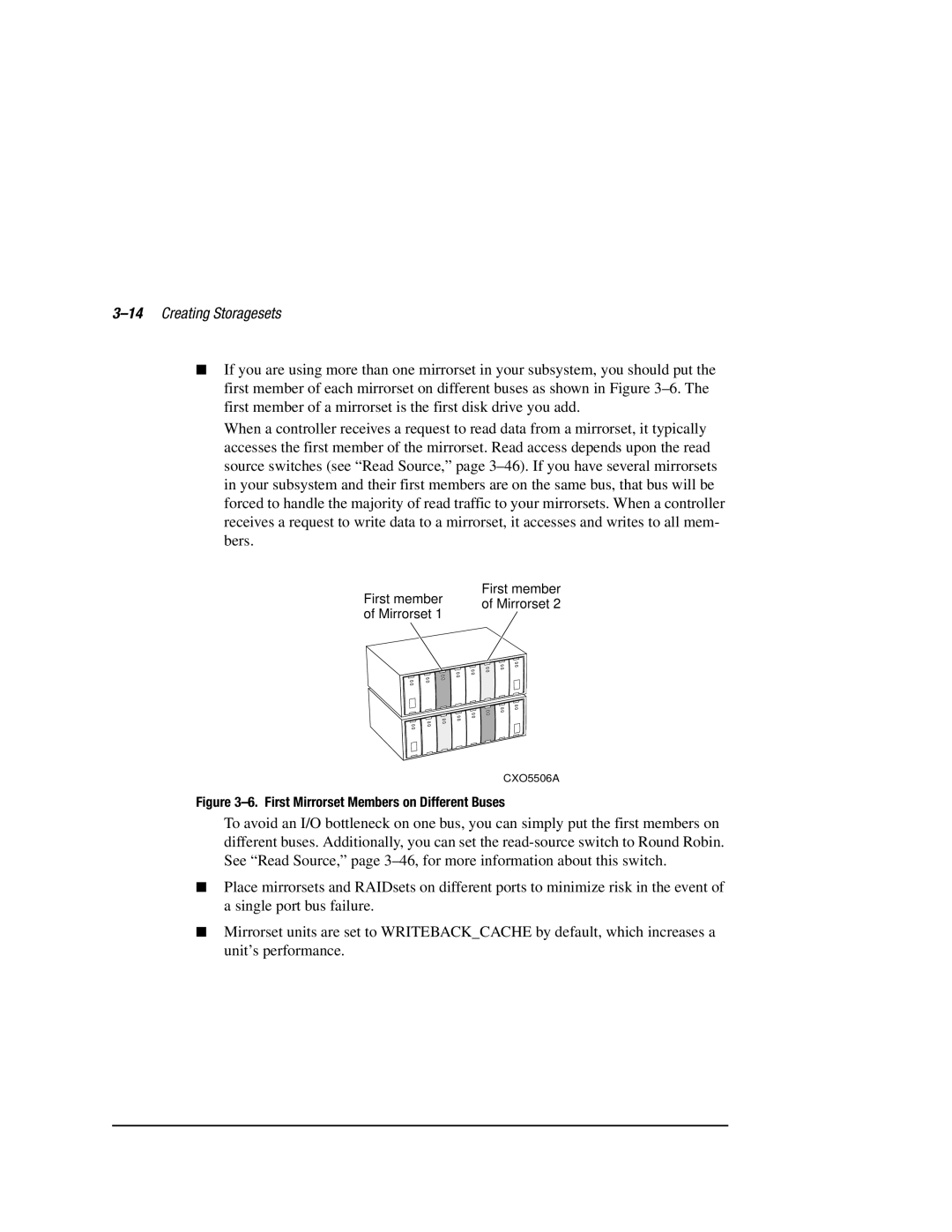 Compaq HSZ80 manual 14Creating Storagesets, First Mirrorset Members on Different Buses 