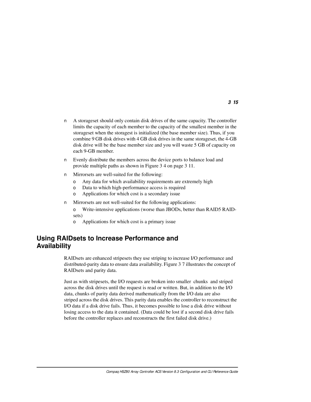 Compaq HSZ80 manual Using RAIDsets to Increase Performance Availability 