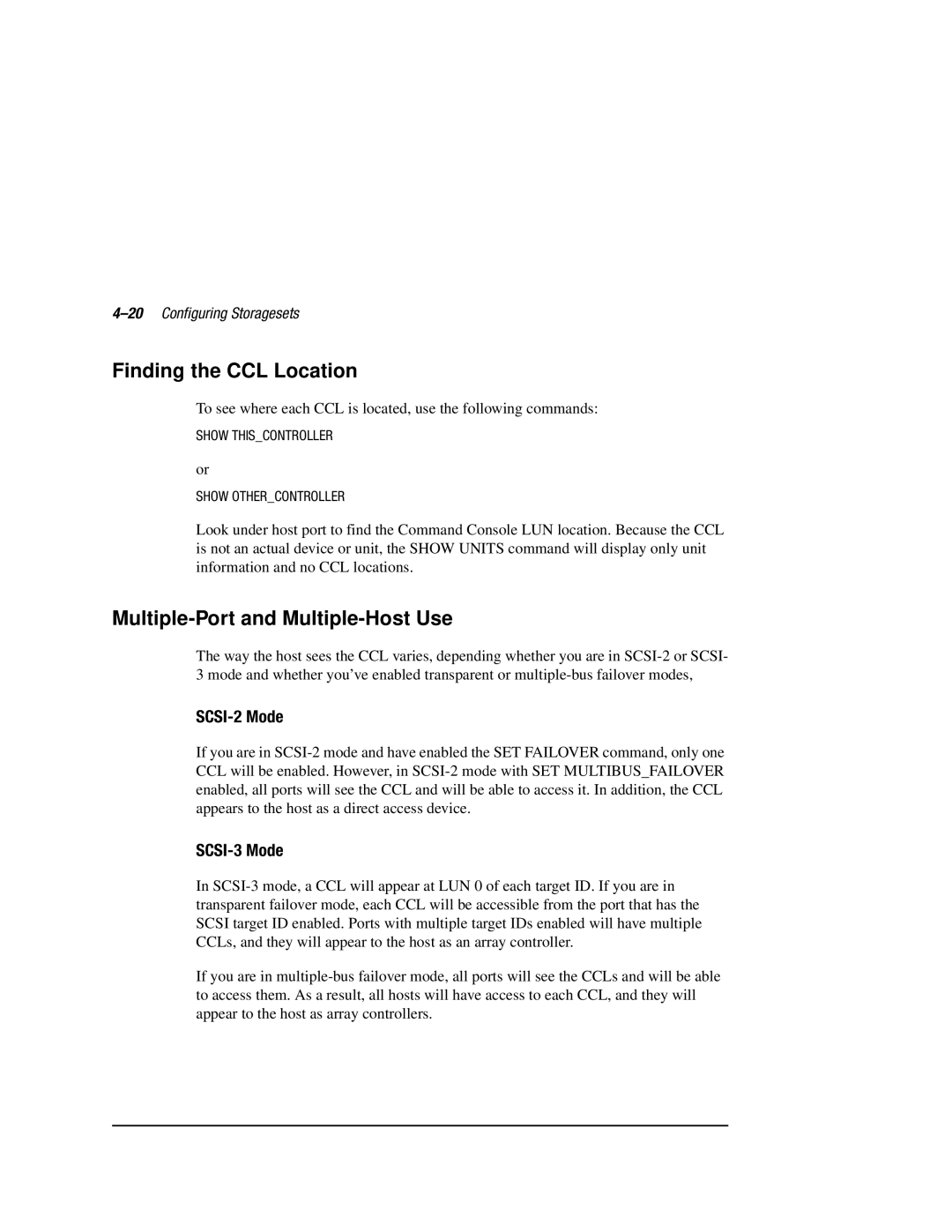 Compaq HSZ80 manual Finding the CCL Location, Multiple-Port and Multiple-Host Use, SCSI-2 Mode, SCSI-3 Mode 