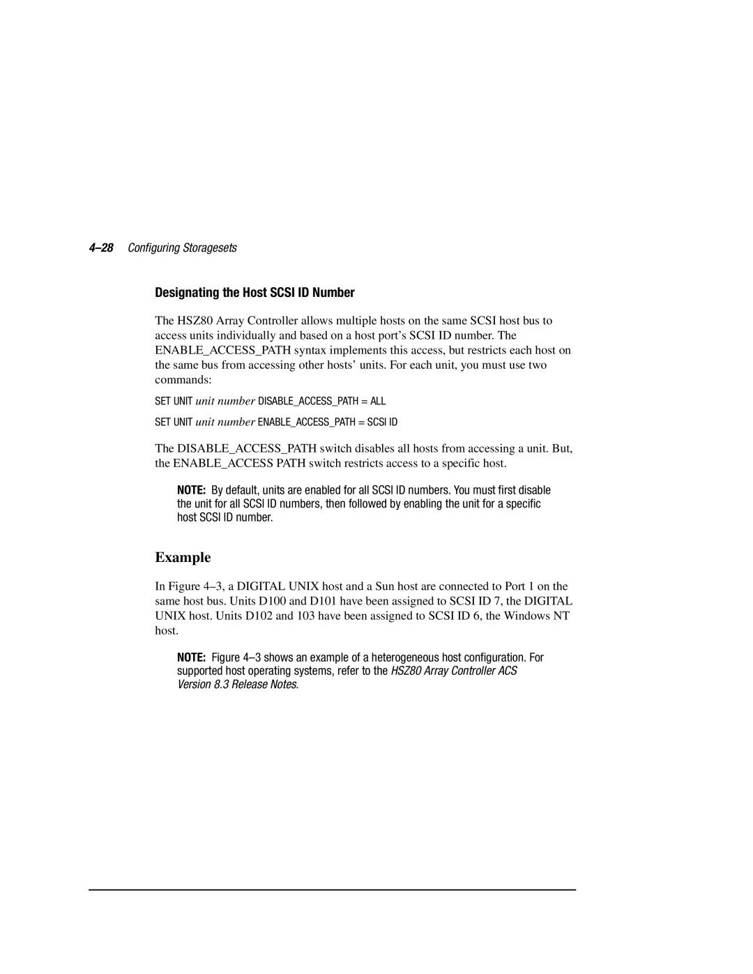 Compaq HSZ80 manual Designating the Host Scsi ID Number, 28Configuring Storagesets 